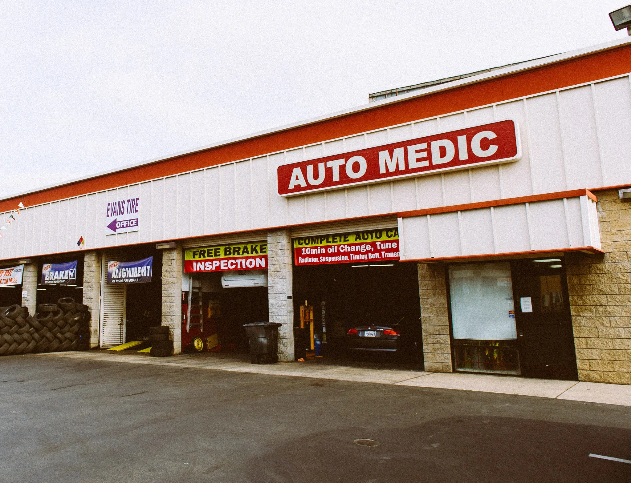 SD Auto Medic storefront exterior at 3747 Convoy St showing AUTO MEDIC sign and service bays